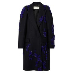 NEW Dries Van Noten Rinky Embroidered Wool-Blend Cocoon Coat size S