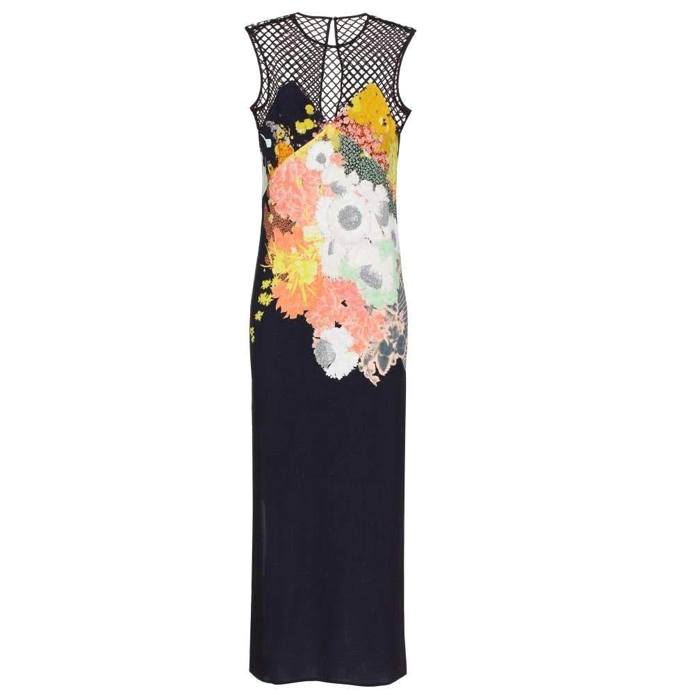 New DRIES VAN NOTEN Runway 'Dorsey' Sleeveless Floral Print Crepe Dres FR42 US10 For Sale