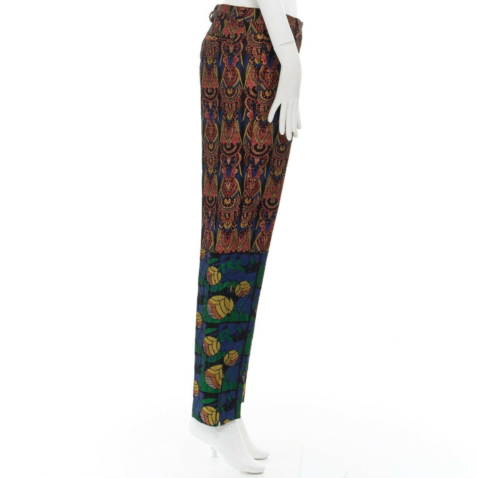new DRIES VAN NOTEN Runway SS15 boho tribal tapestry jacquard slim pants FR38 S In Good Condition In Hong Kong, NT