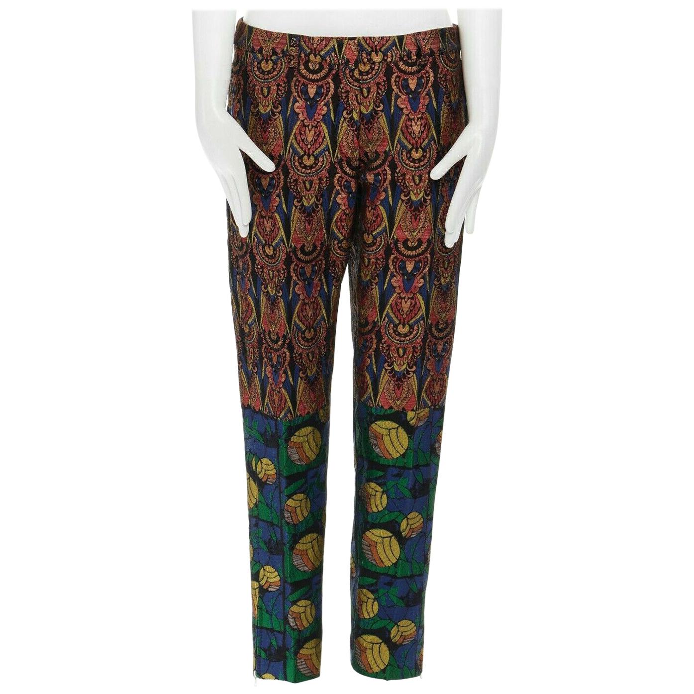 new DRIES VAN NOTEN Runway SS15 boho tribal tapestry jacquard slim pants FR38 S