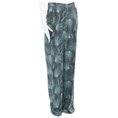 new DRIES VAN NOTEN Runway SS16 green tropical leaf print wide leg pant FR38 M