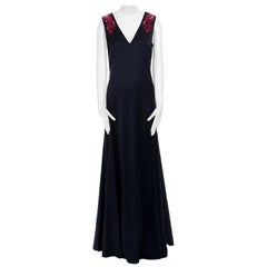new DRIES VAN NOTEN SS16 navy blue pink wing sequins embellished gown dress FR36