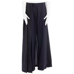 new DRIES VAN NOTEN SS16 Pedra black silk skirt back cotton wide pants FR38 M