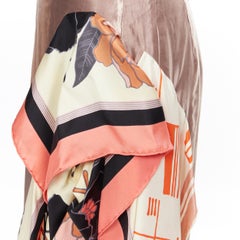 new DRIES VAN NOTEN SS18 dusty pink linen cupro draped floral scarf skirt FR38