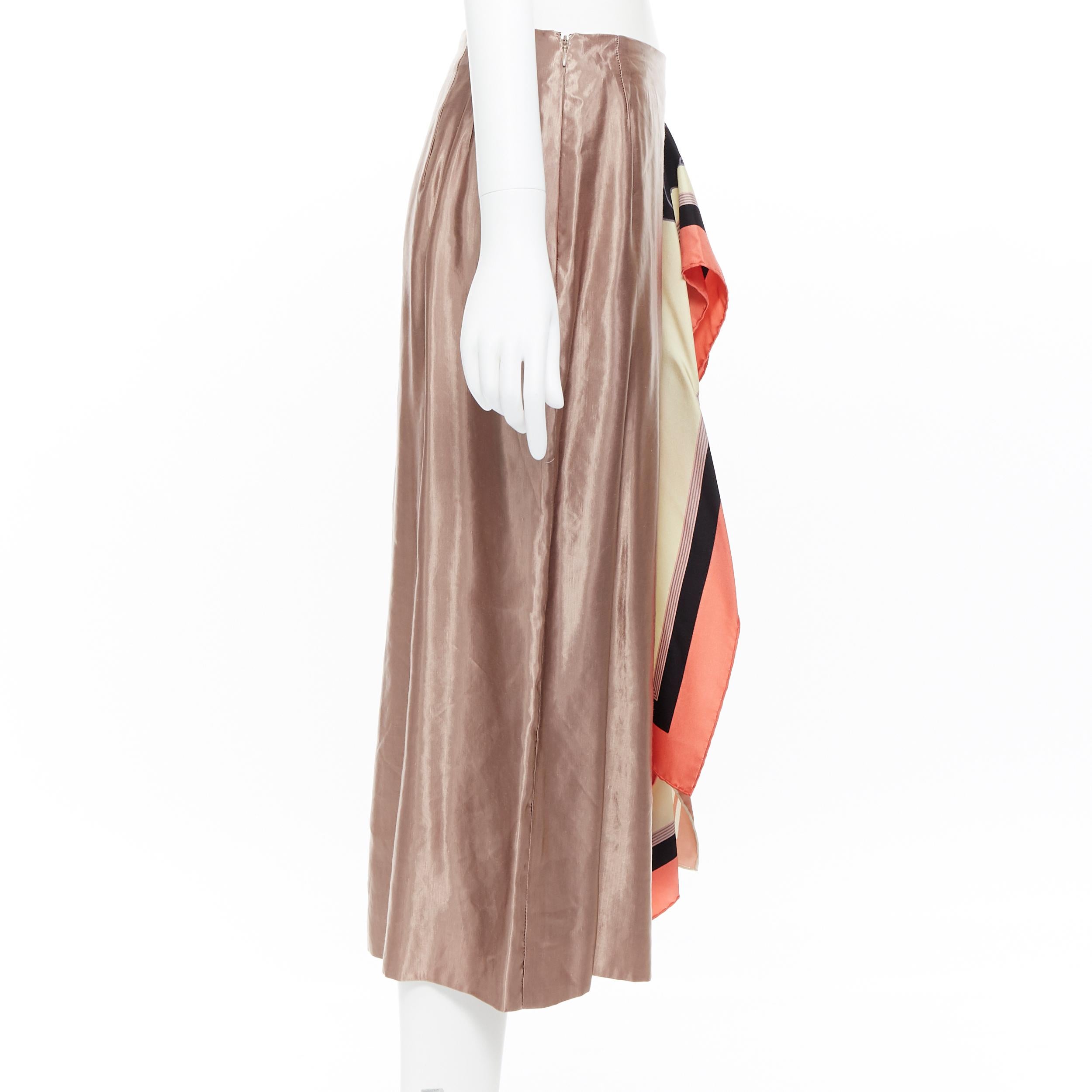 De las mujeres nuevo DRIES VAN NOTEN SS18 falda pañuelo floral drapeada de cupro de lino rosa empolvado FR38