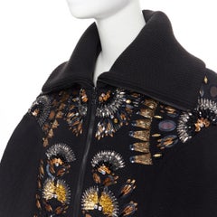 new DRIES VAN NOTEN Veloria black oriental jacquard crystal embellished bomber S