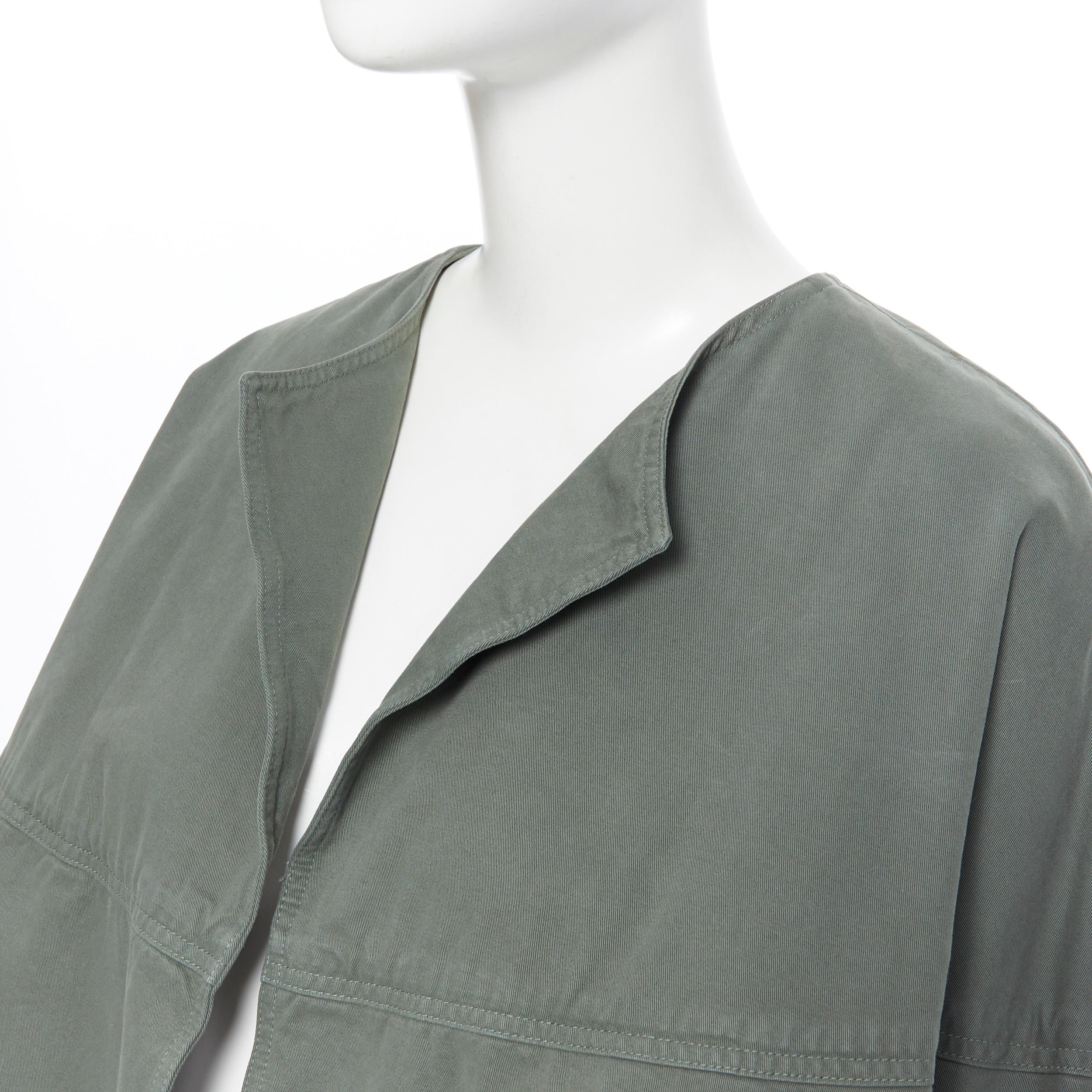 new DRIES VAN NOTEN Vera khaki green washed cotton bell sleeve swing jacket M 2