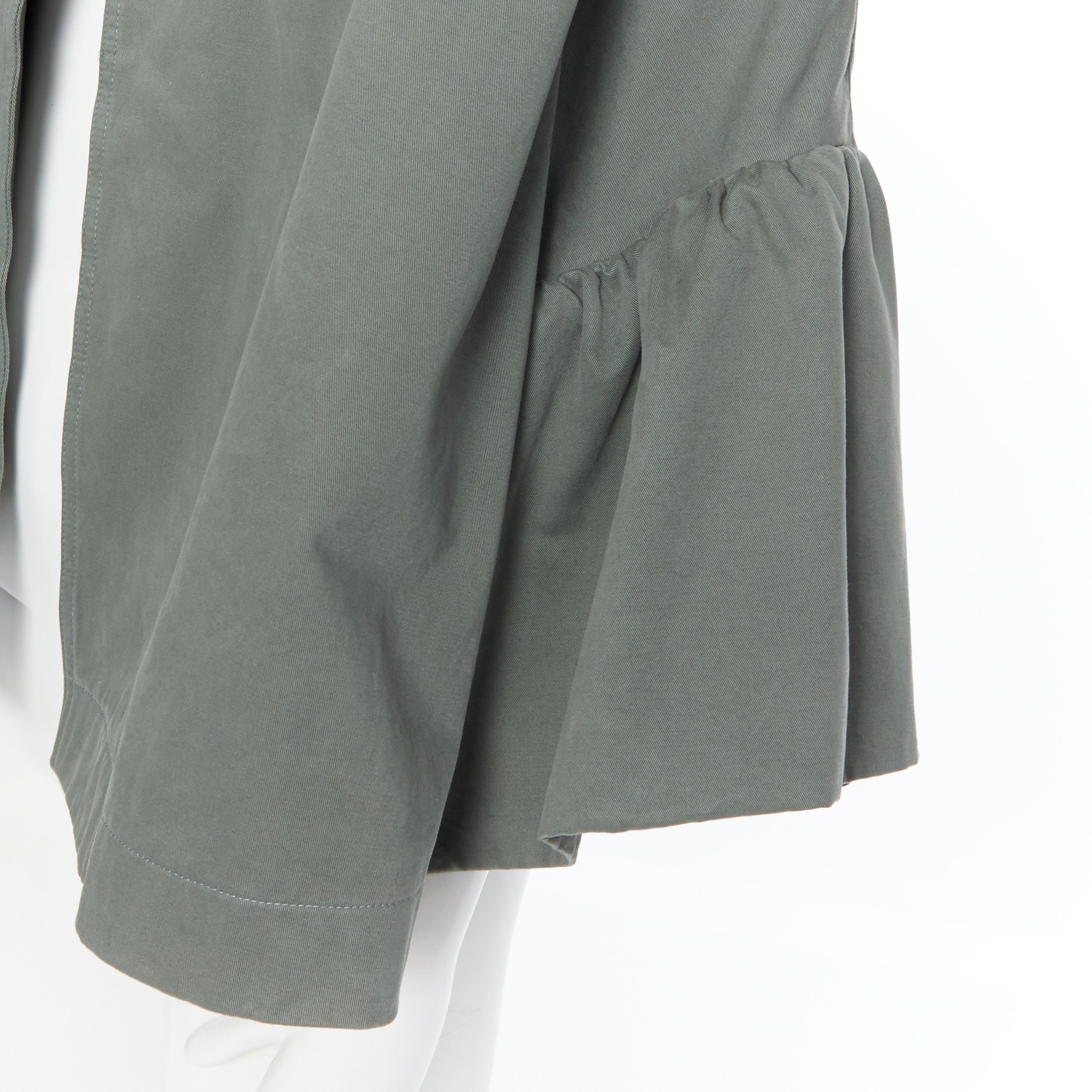 new DRIES VAN NOTEN Vera khaki green washed cotton bell sleeve swing jacket M 3