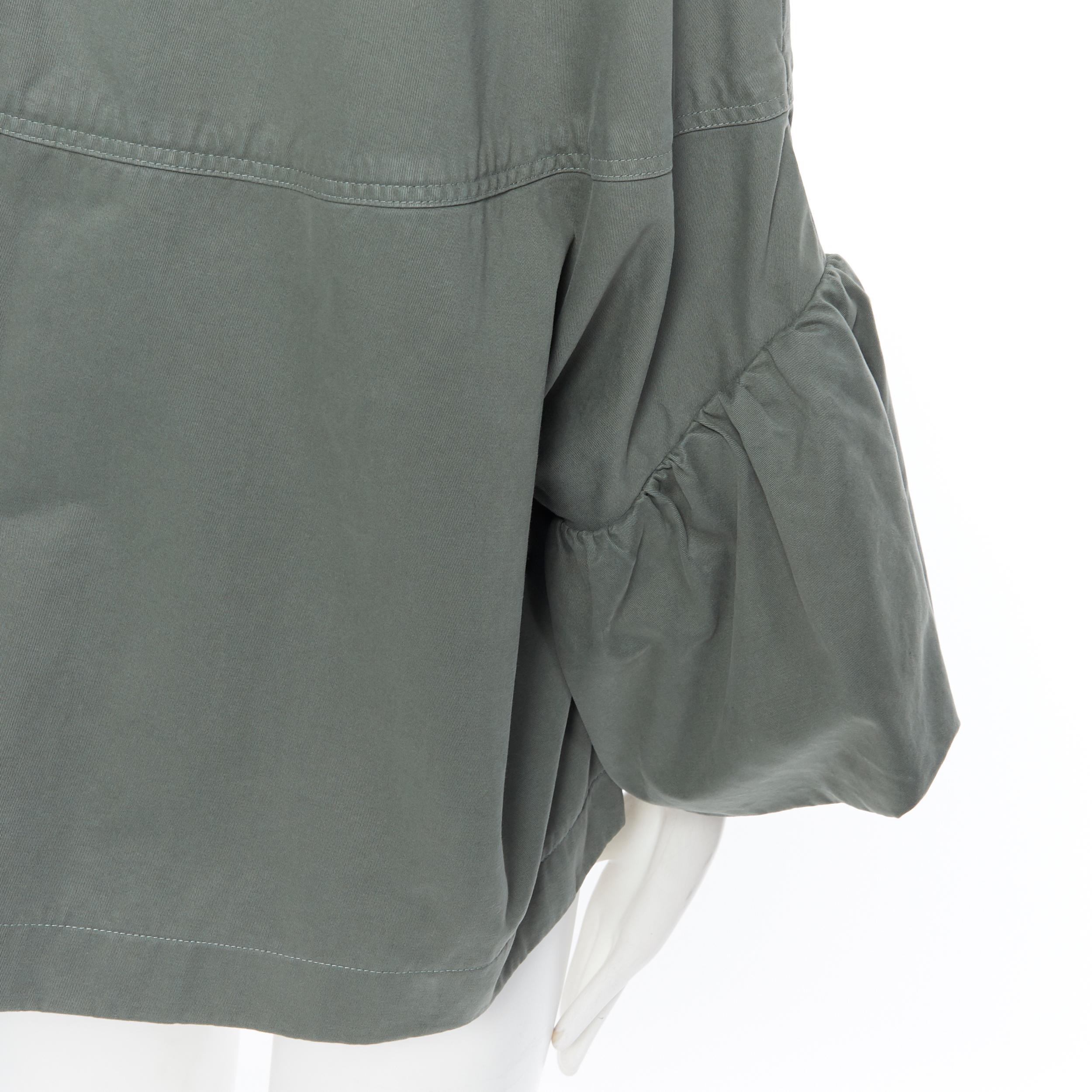 new DRIES VAN NOTEN Vera khaki green washed cotton bell sleeve swing jacket M 4