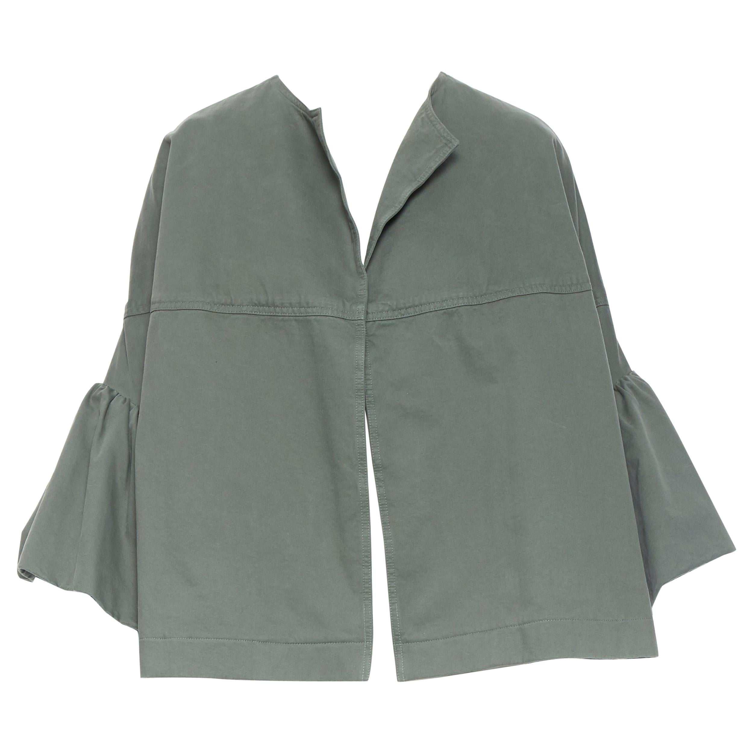 new DRIES VAN NOTEN Vera khaki green washed cotton bell sleeve swing jacket M