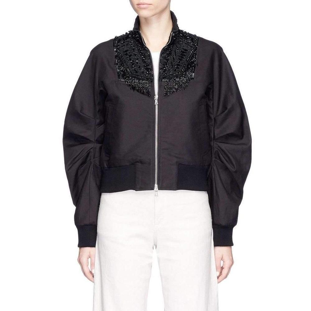 New DRIES VAN NOTEN 'Viard' Beaded Collar Bomber Jacket  FR40 US8 For Sale 4