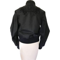 New DRIES VAN NOTEN 'Viard' Beaded Collar Bomber Jacket  FR40 US8