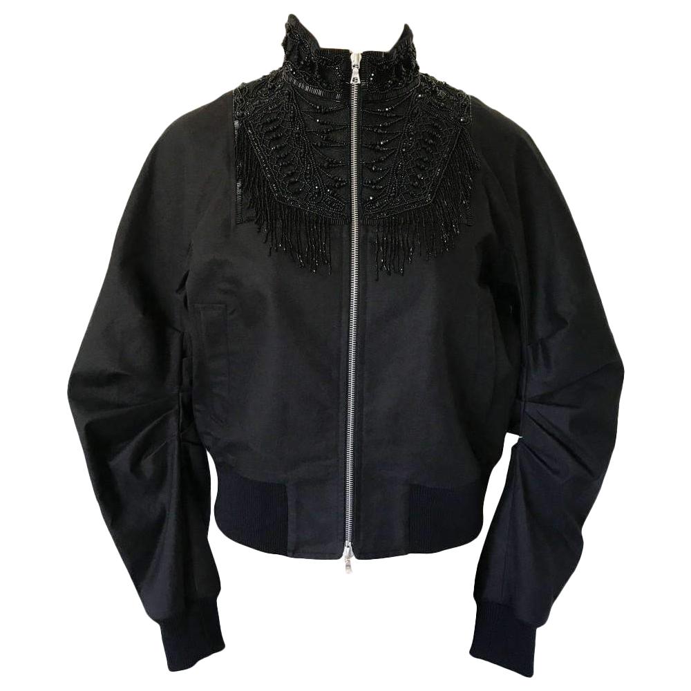 New DRIES VAN NOTEN 'Viard' Beaded Collar Bomber Jacket  FR40 US8 For Sale