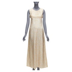 new DRIES VAN NOTEN Retro 100% silk beige daisy print midi dress FR38 M
