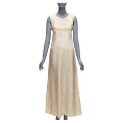 new DRIES VAN NOTEN Vintage 100% silk beige daisy print midi dress FR38 M