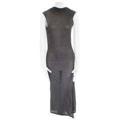 new DRKSHDW RICK OWENS grey fine cotton draped open back slit midi dress S