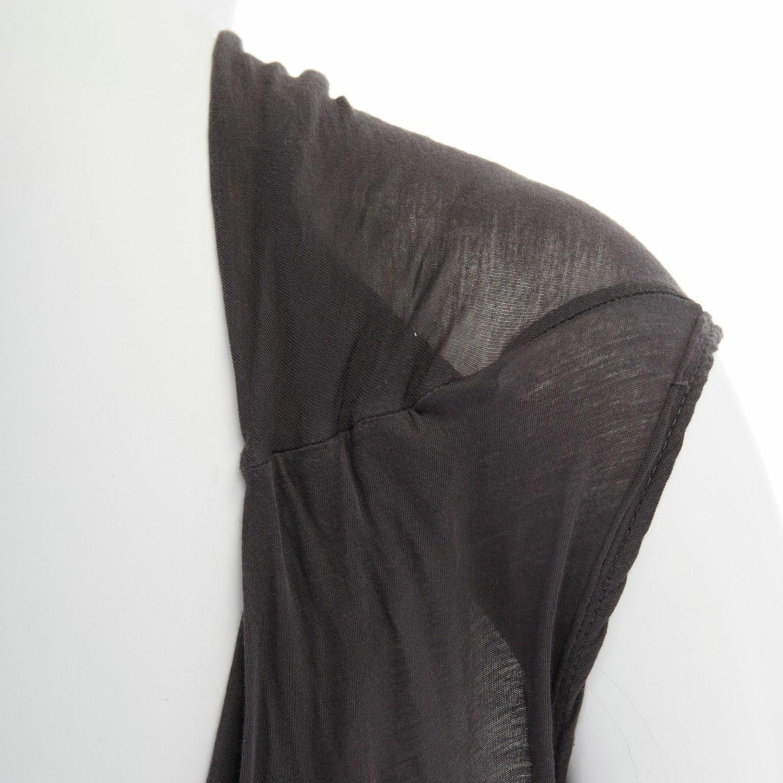 new DRKSHDW RICK OWENS grey fine cotton draped open back slit midi dress XS 2