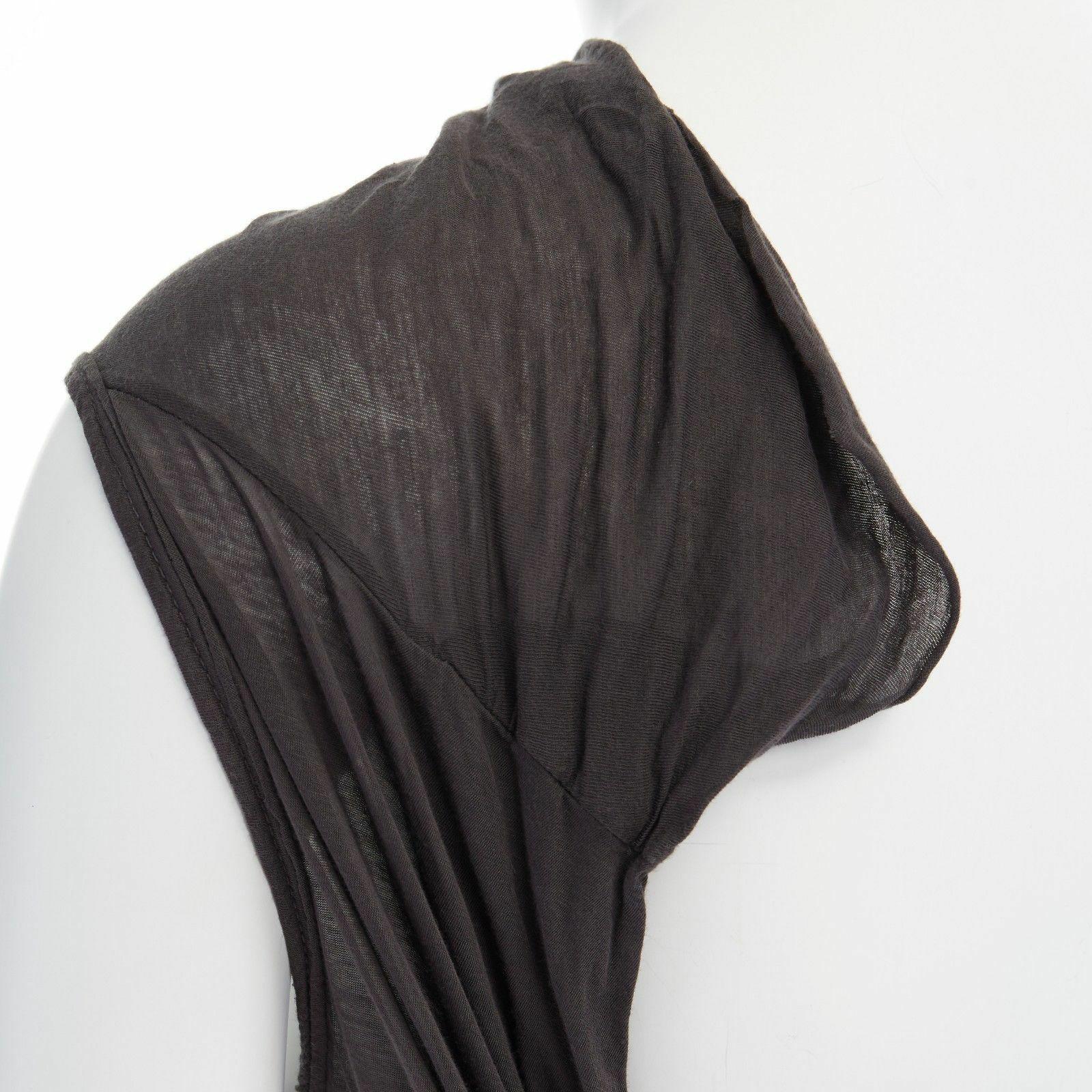 new DRKSHDW RICK OWENS grey fine cotton draped open back slit midi dress XS 1