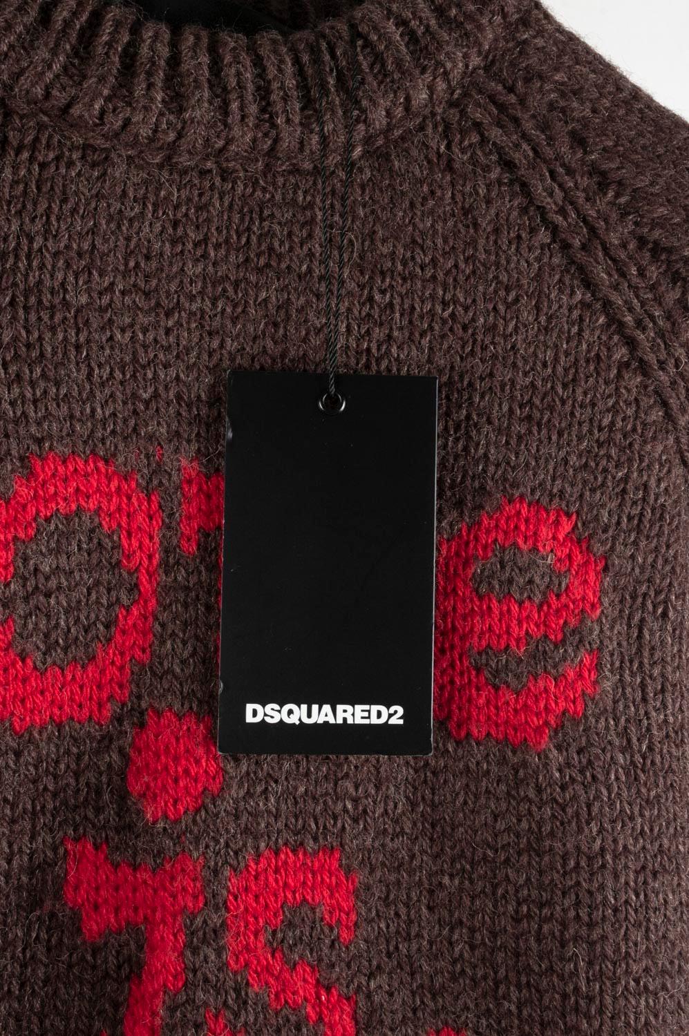 New Dsquared2 Wool Knit Woman Love Is Sweater Size M, S479 For Sale 2
