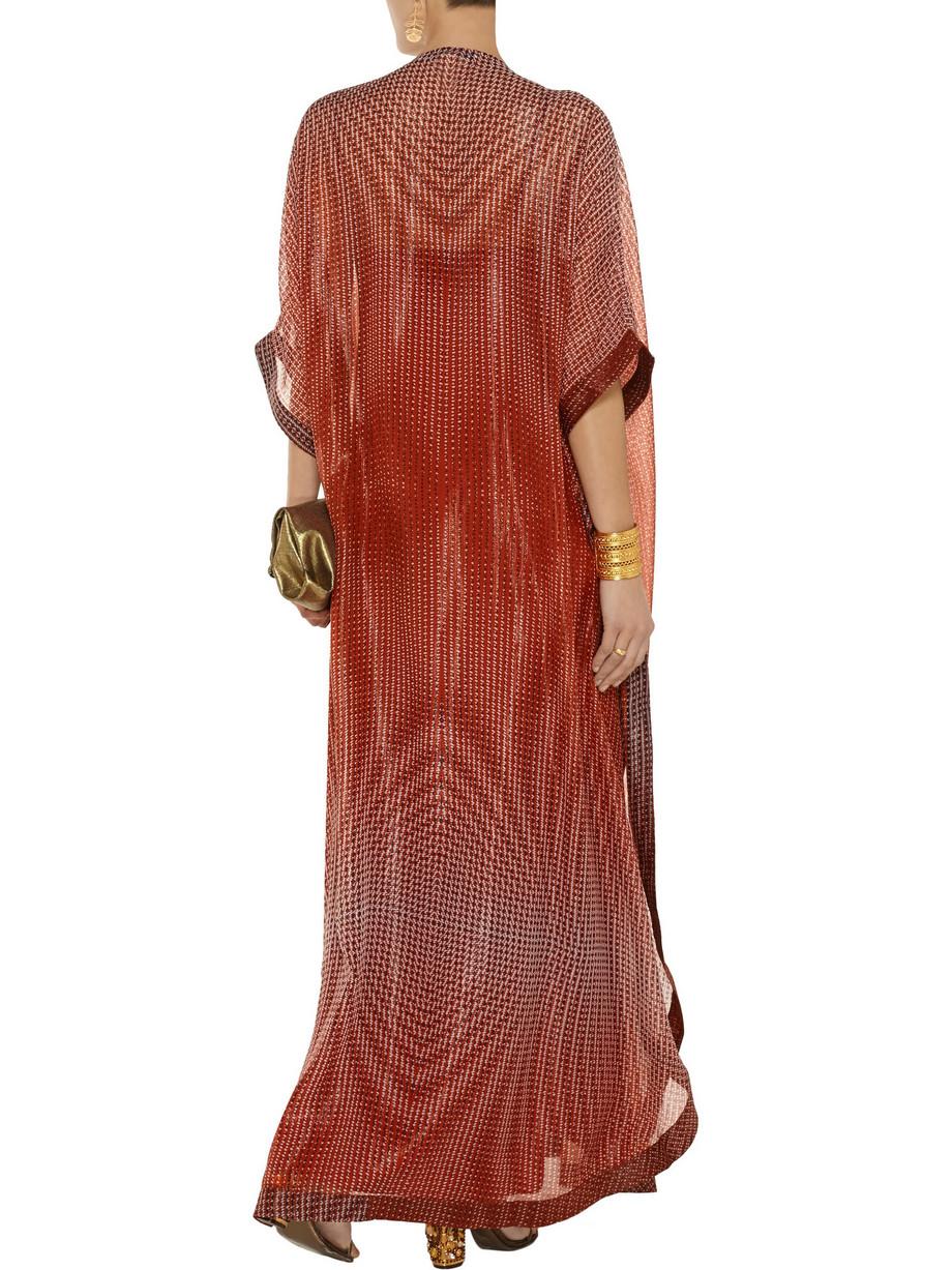 Brown NEW DVF Diane von Furstenberg 2 PCS Embroidered Kaftan Maxi Dress 6 For Sale