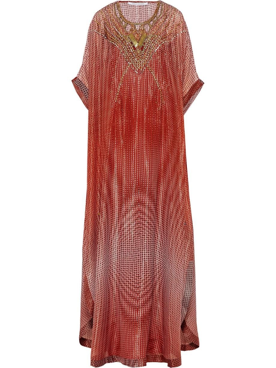 Women's NEW DVF Diane von Furstenberg 2 PCS Embroidered Kaftan Maxi Dress 6 For Sale