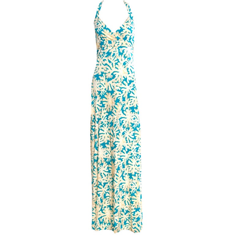 NEW DVF Diane von Furstenberg Maxi Neckholder Evening Gown Dress For Sale  at 1stDibs