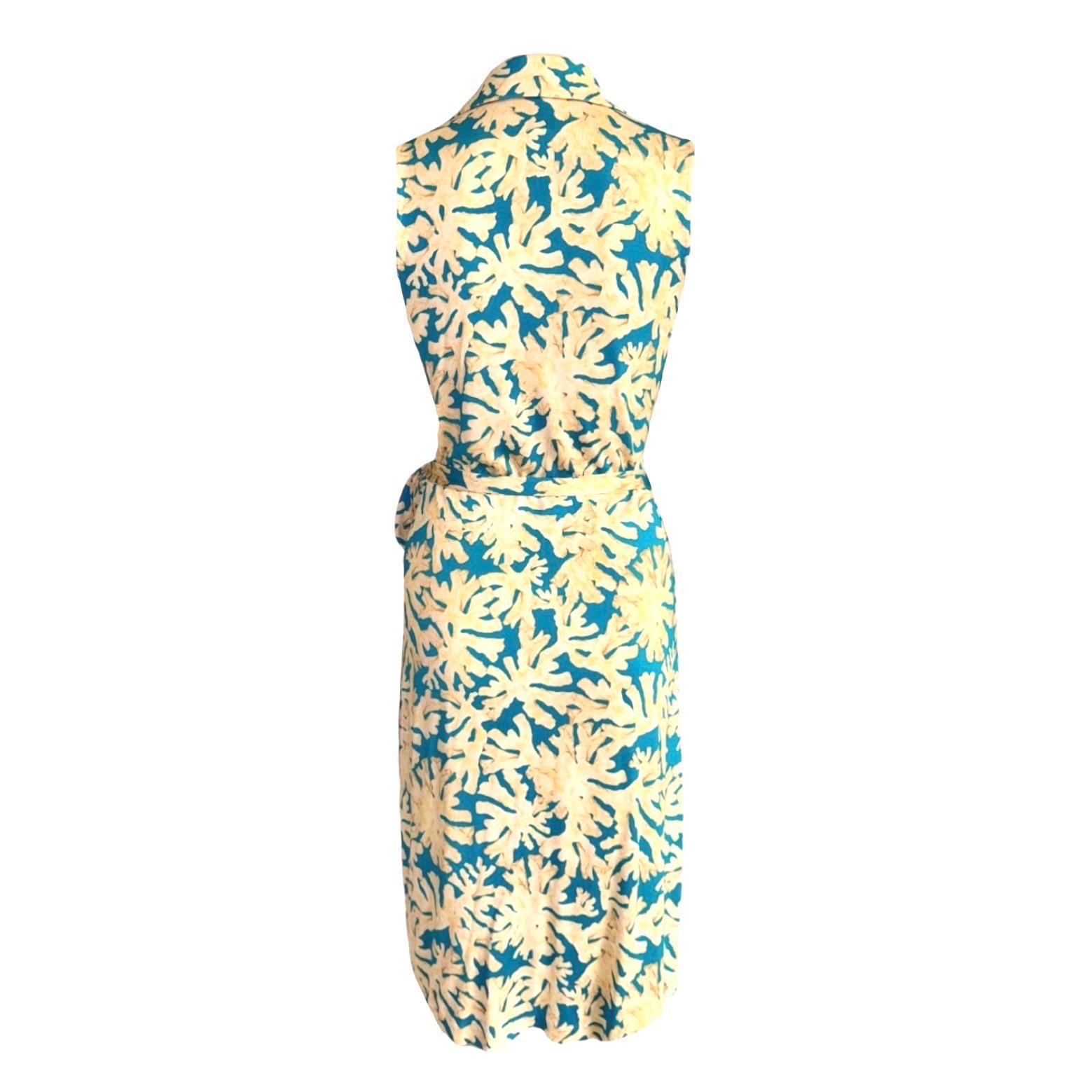 Beige NEW DVF Diane von Furstenberg Signature Silk Wrap Dress 6 For Sale