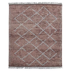 Neuer erdfarbener auberginefarbener Diamanten Contemporary Moroccan Area Rug