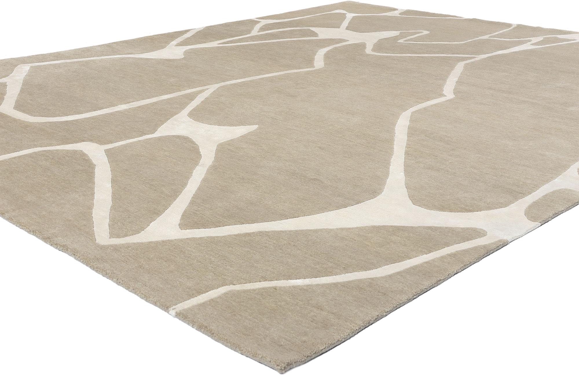 31019 Organic Modern Contemporary Abstract Rug, 08'00 x 09'11. This hand knotted wool Organic Modern contemporary abstract rug, an exquisite example of Biophilic Design, captivates with its striking yet soothing aesthetic. The composition features a