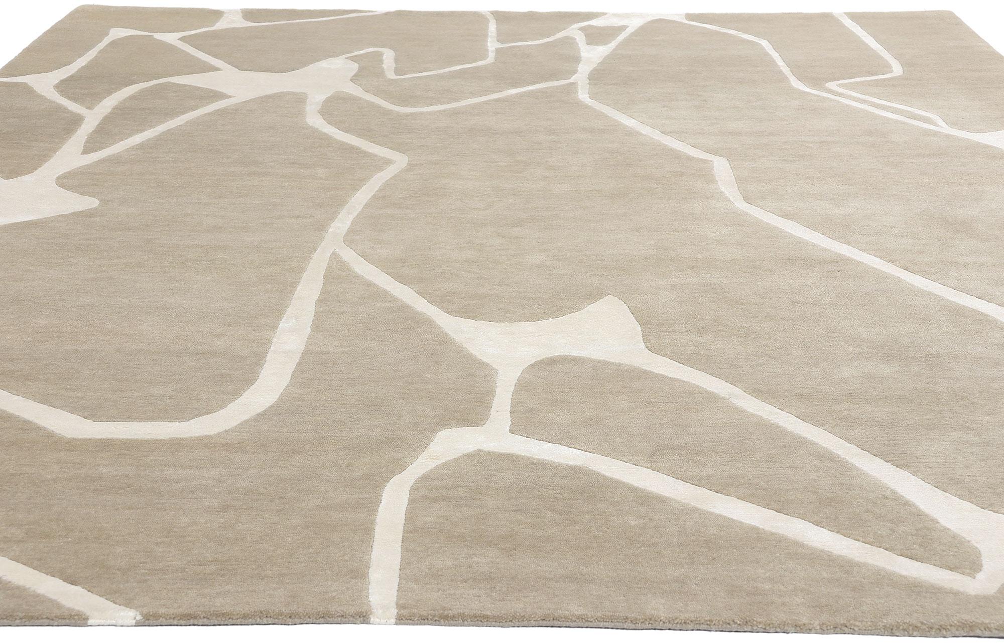 Organic Modern New Contemporary Tranquil Taupe Biophilic Wool Carpet with Modernist Style For Sale