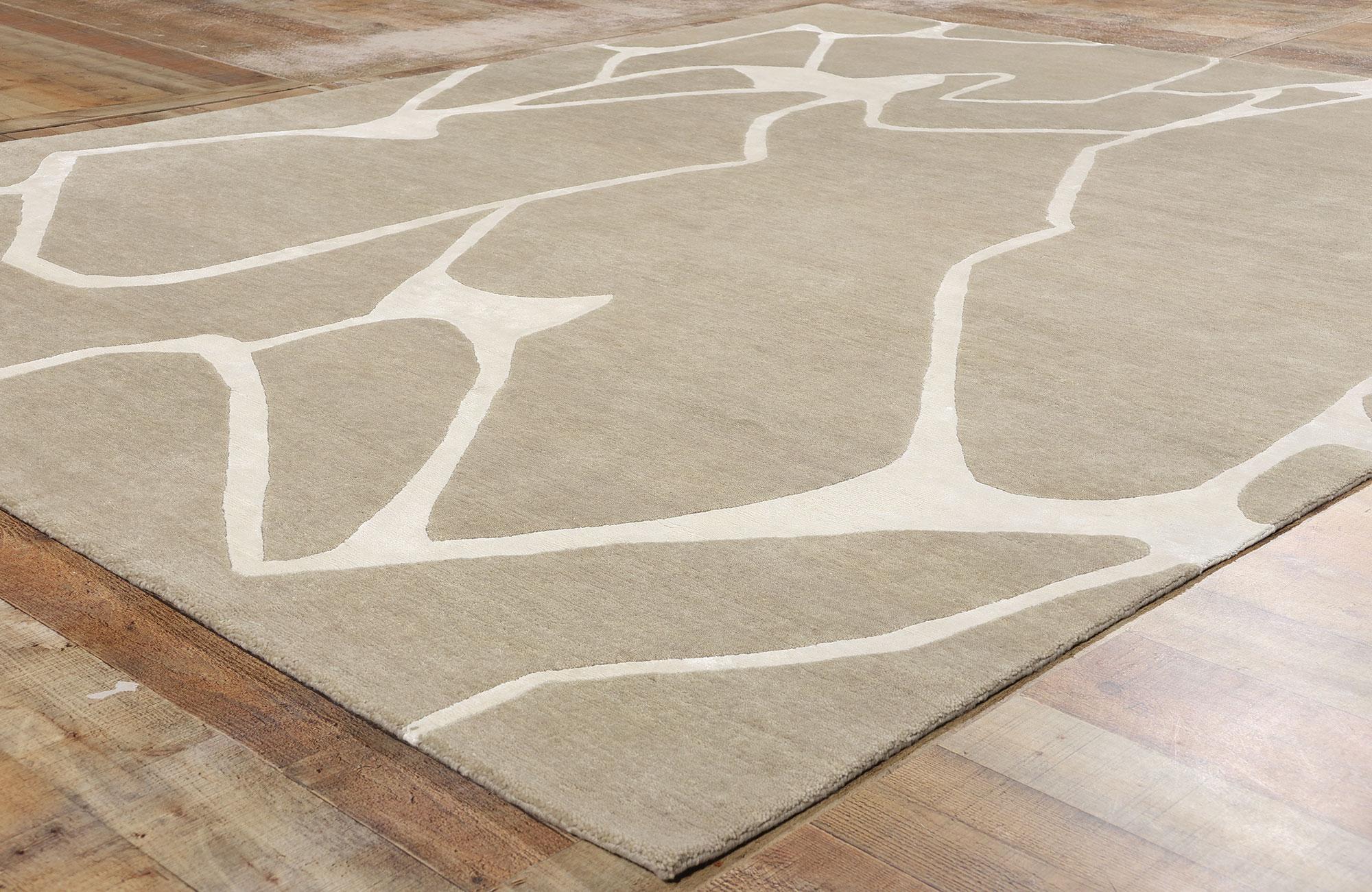 New Contemporary Tranquil Taupe Biophilic Wool Carpet with Modernist Style For Sale 1