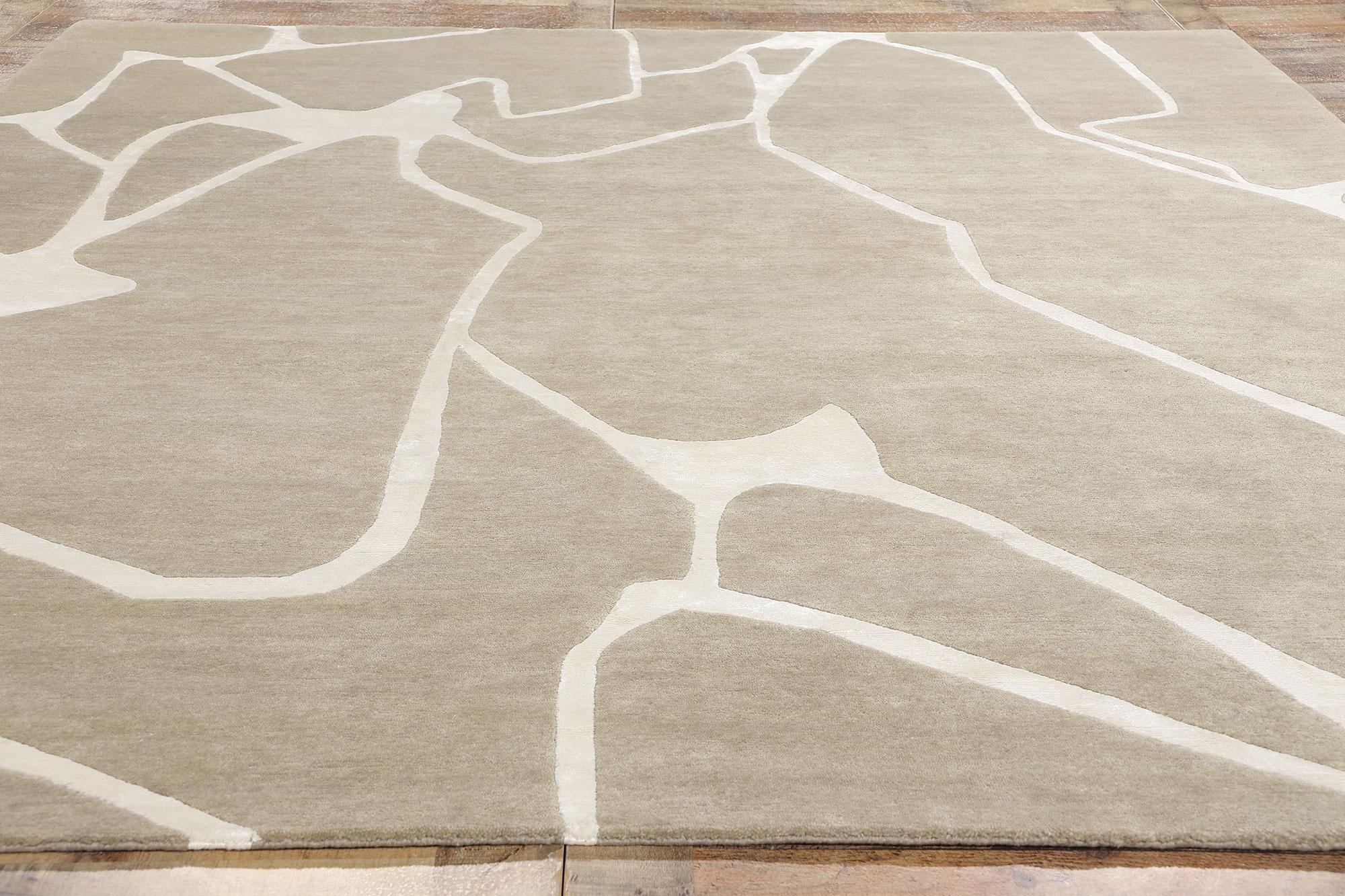 New Contemporary Tranquil Taupe Biophilic Wool Carpet with Modernist Style For Sale 2