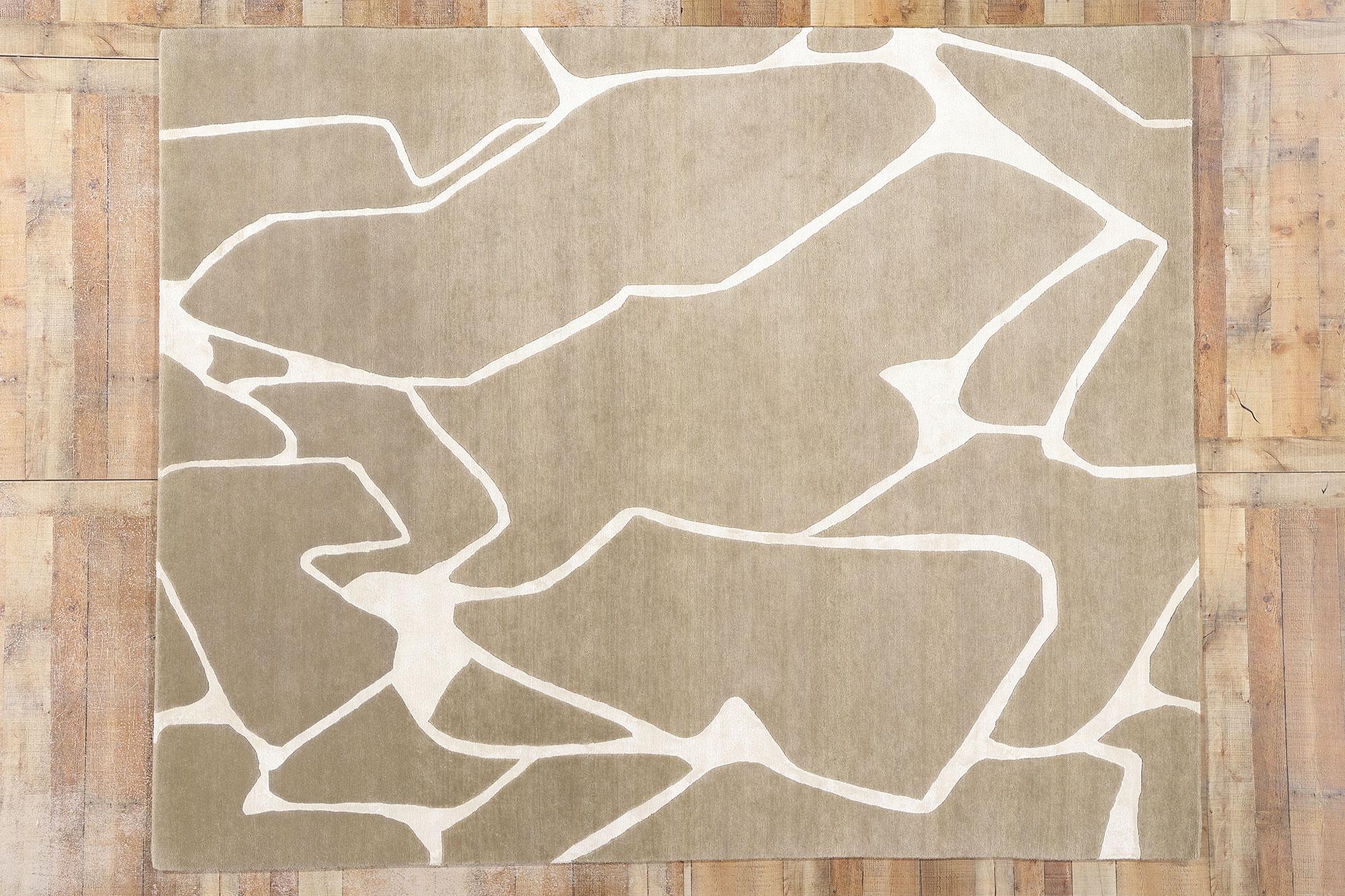 New Contemporary Tranquil Taupe Biophilic Wool Carpet with Modernist Style For Sale 3