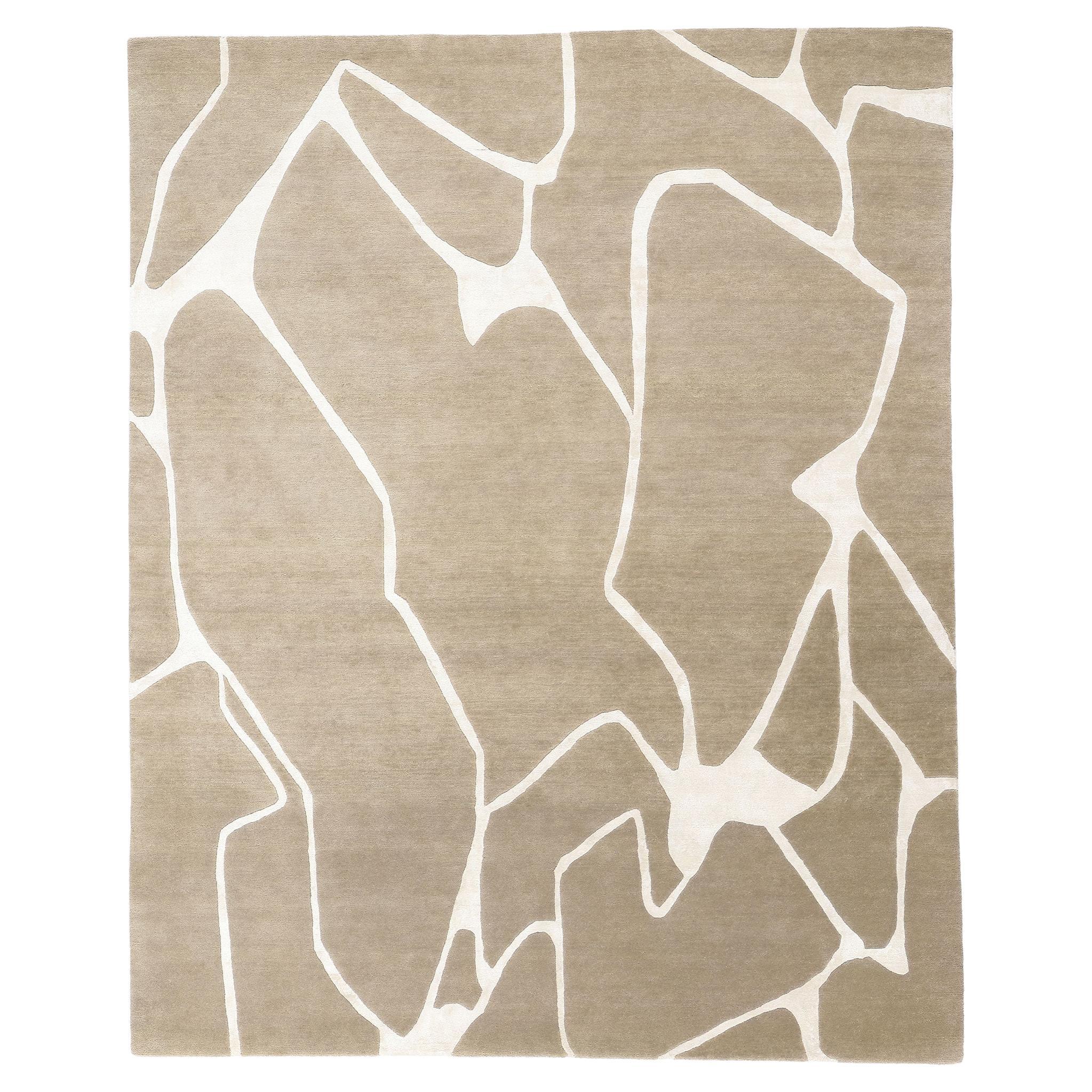 New Contemporary Tranquil Taupe Biophilic Wool Carpet mit modernistischem Stil