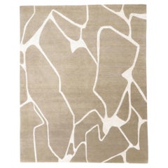 New Contemporary Tranquil Taupe Biophilic Wool Carpet with Modernist Style