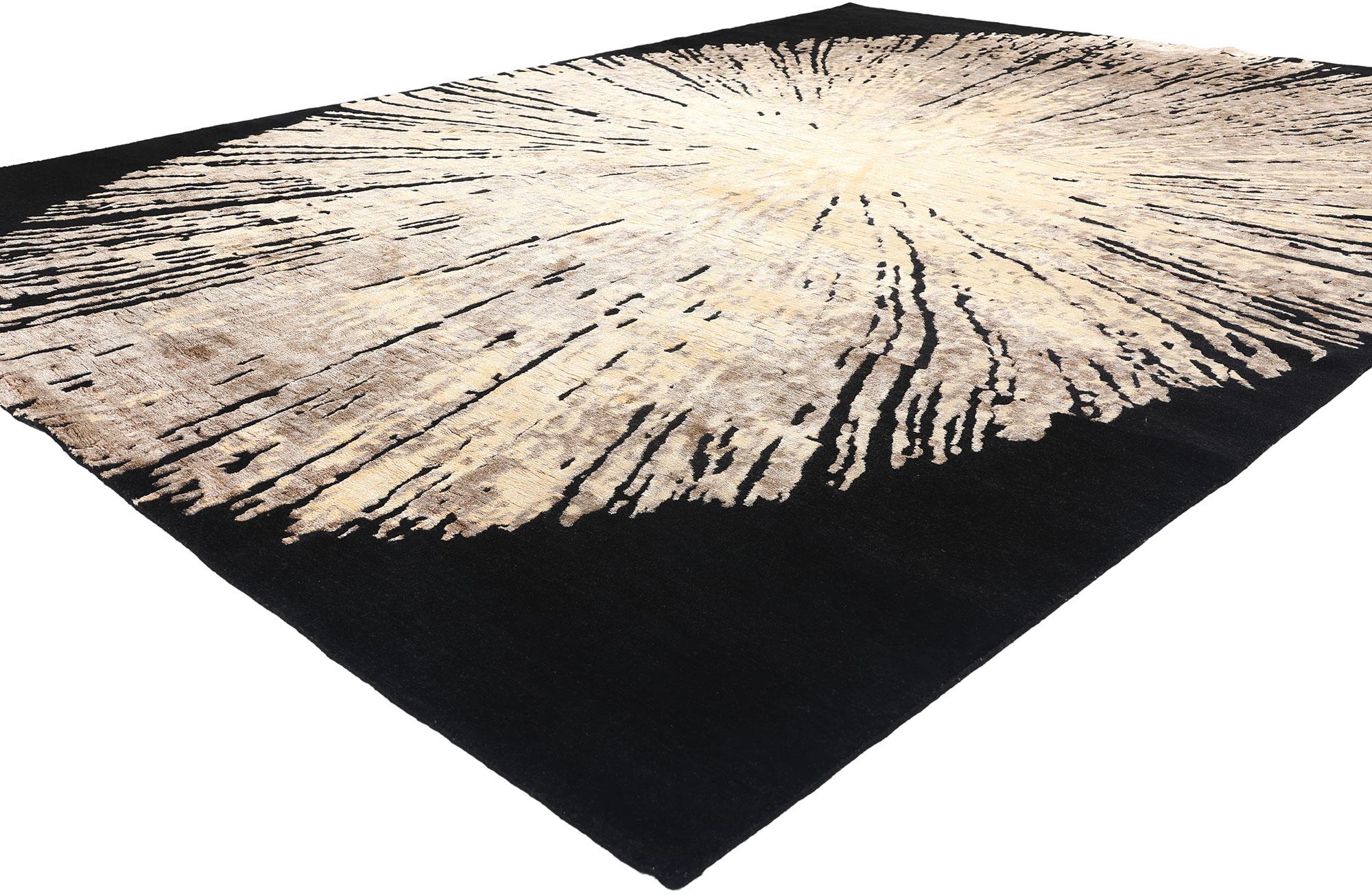 31013 Contemporary Abstract Biophilic Wool and Silk Rug, 08'11 x 12'00. Step into a realm of enchanting beauty with this hand-knotted wool and silk contemporary abstract biophilic rug, where nature's essence is captured in a captivating design. The