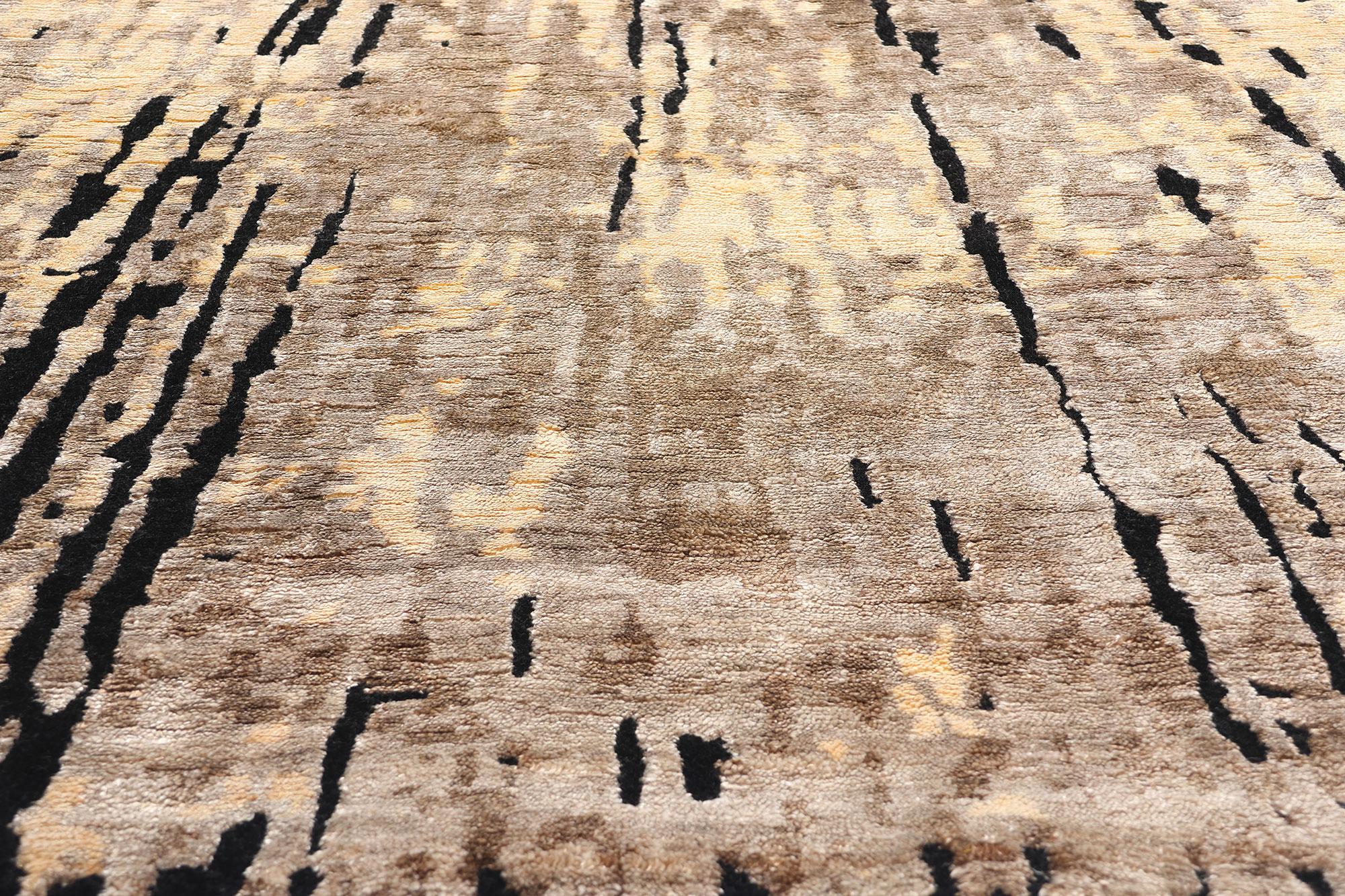 Hand-Knotted New Contemporary Biophilic Wool and Silk Carpet For Sale