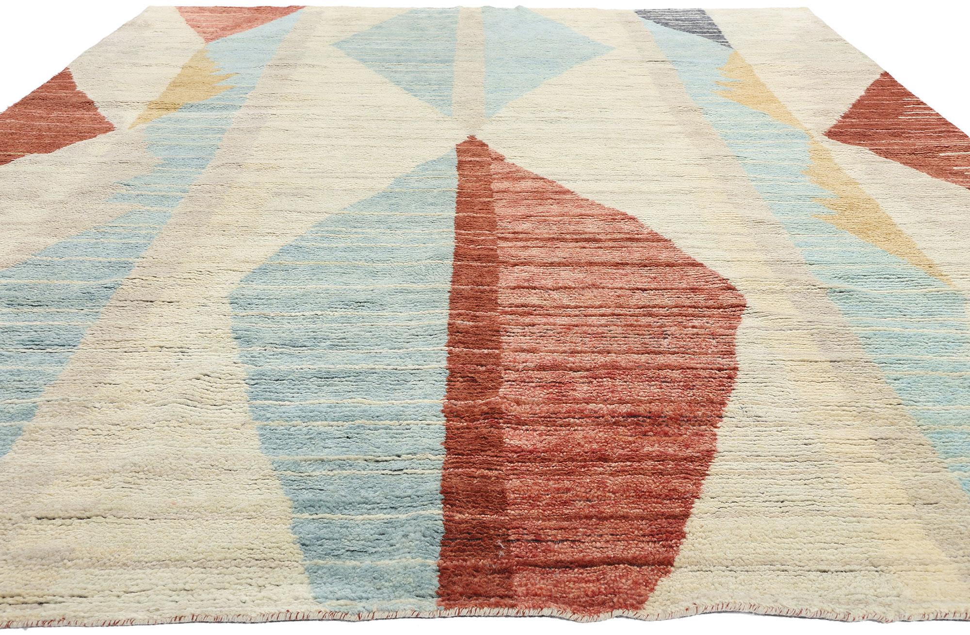 Neu Erdfarbener Contemporary Geometric Moroccan Rug, 09'01 x 12'00 (Böhmisch) im Angebot