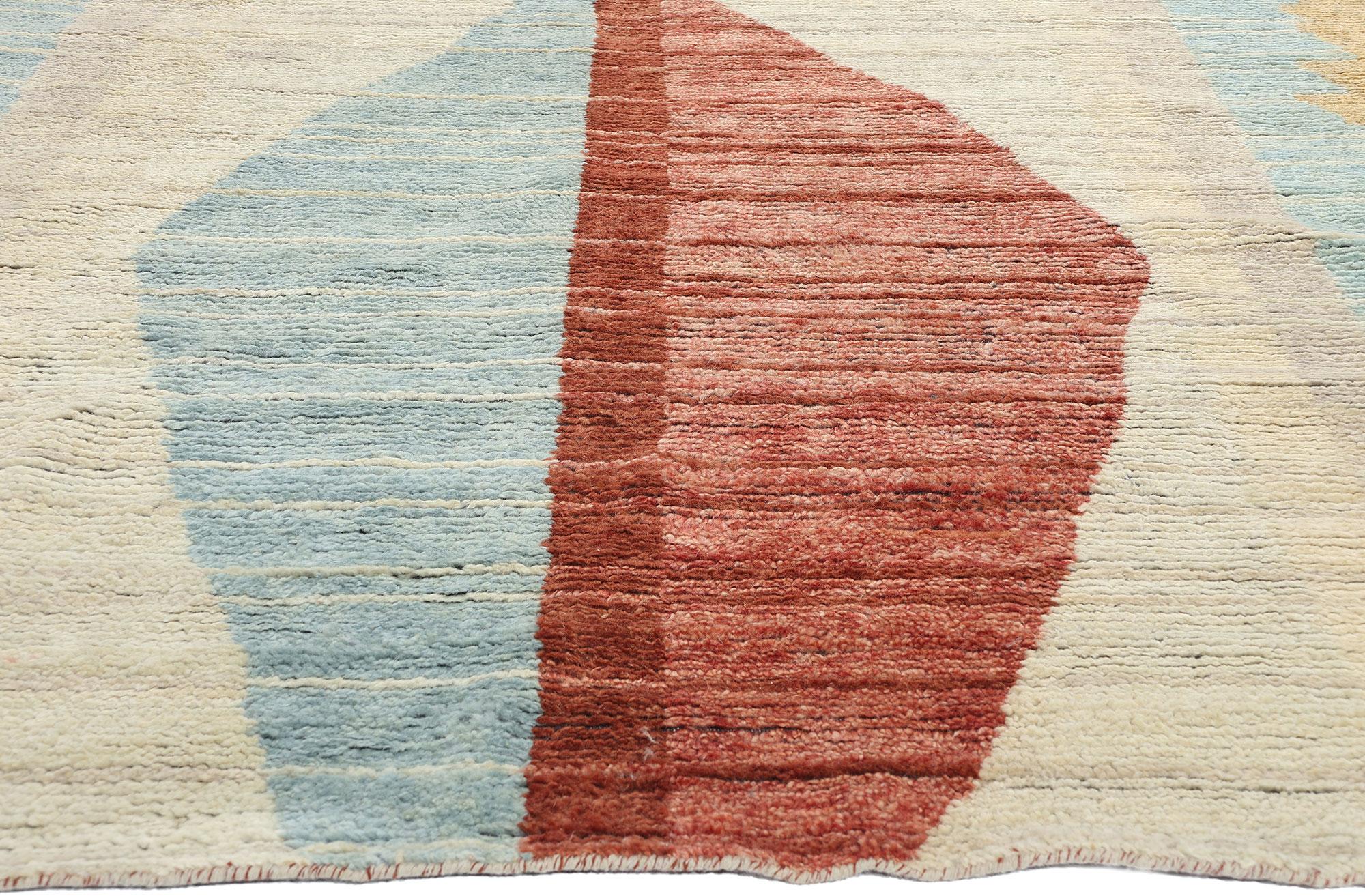 Neu Erdfarbener Contemporary Geometric Moroccan Rug, 09'01 x 12'00 (Indisch) im Angebot