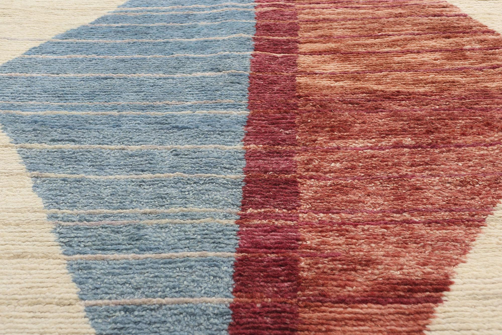 Hand-Knotted New Earth-Tone Contemporary Geometric Moroccan Rug For Sale