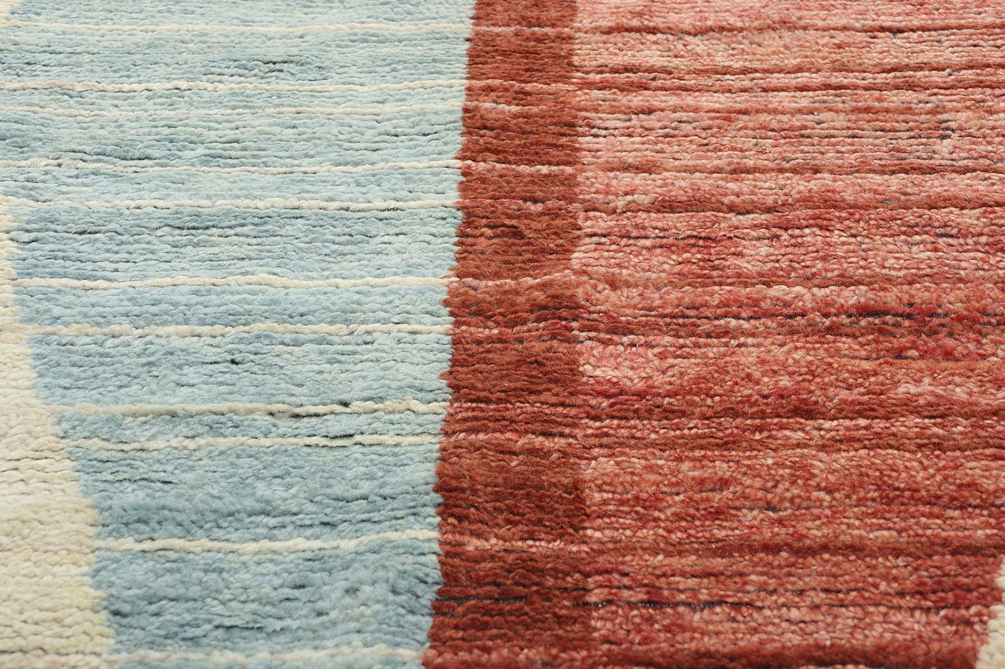 Neu Erdfarbener Contemporary Geometric Moroccan Rug, 09'01 x 12'00 (Handgeknüpft) im Angebot
