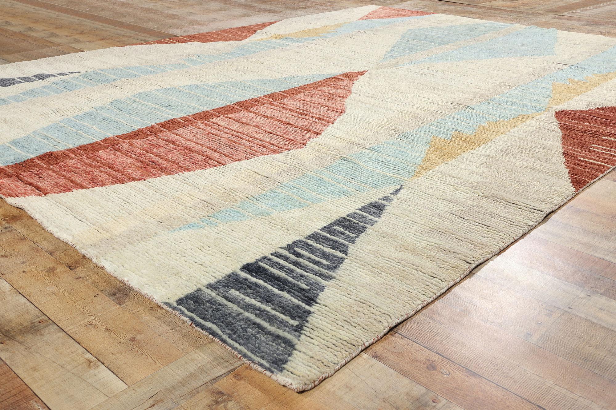 Neu Erdfarbener Contemporary Geometric Moroccan Rug, 09'01 x 12'00 (21. Jahrhundert und zeitgenössisch) im Angebot