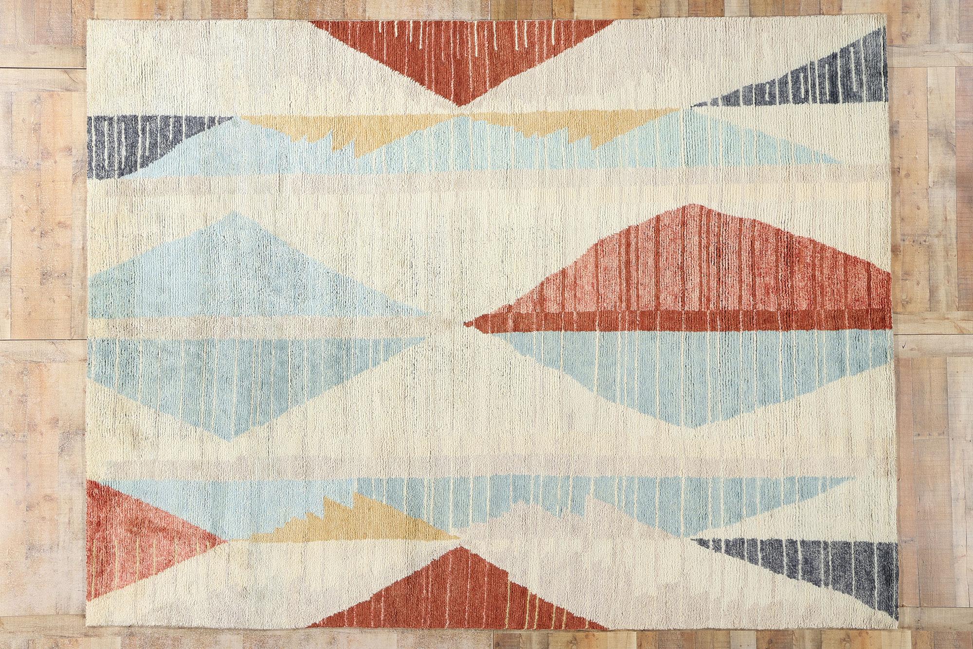 Neu Erdfarbener Contemporary Geometric Moroccan Rug, 09'01 x 12'00 im Angebot 1