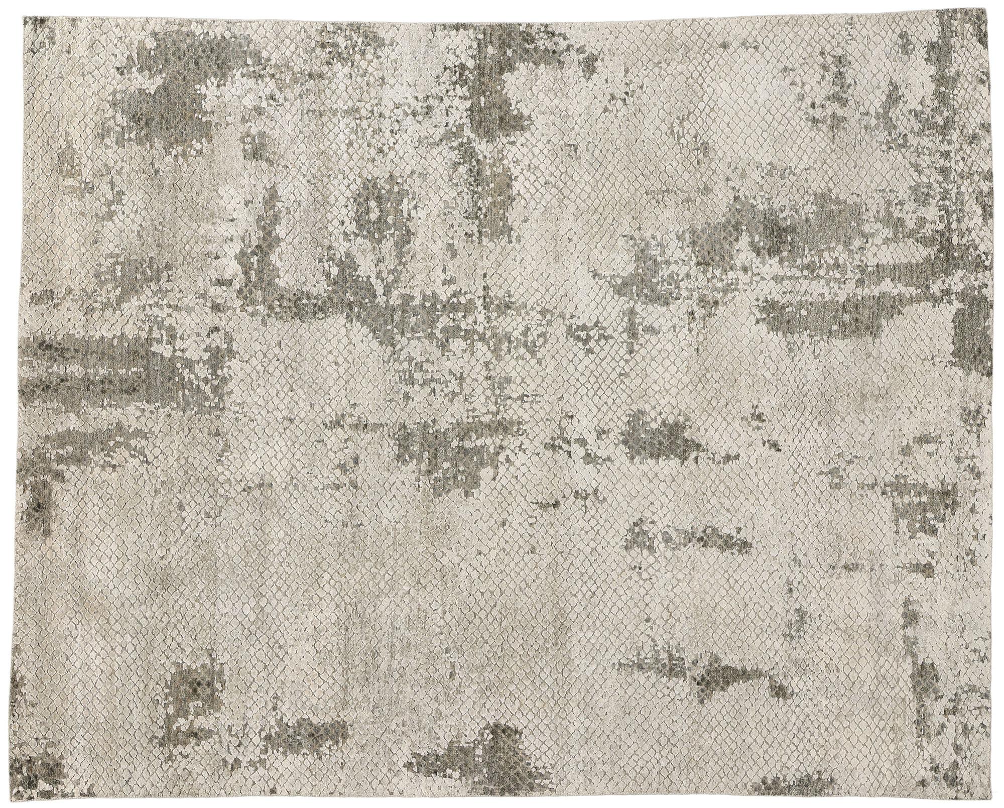New Earth-Tone Contemporary Organic Modern Biophilic Wool & Silk Area Rug For Sale 5