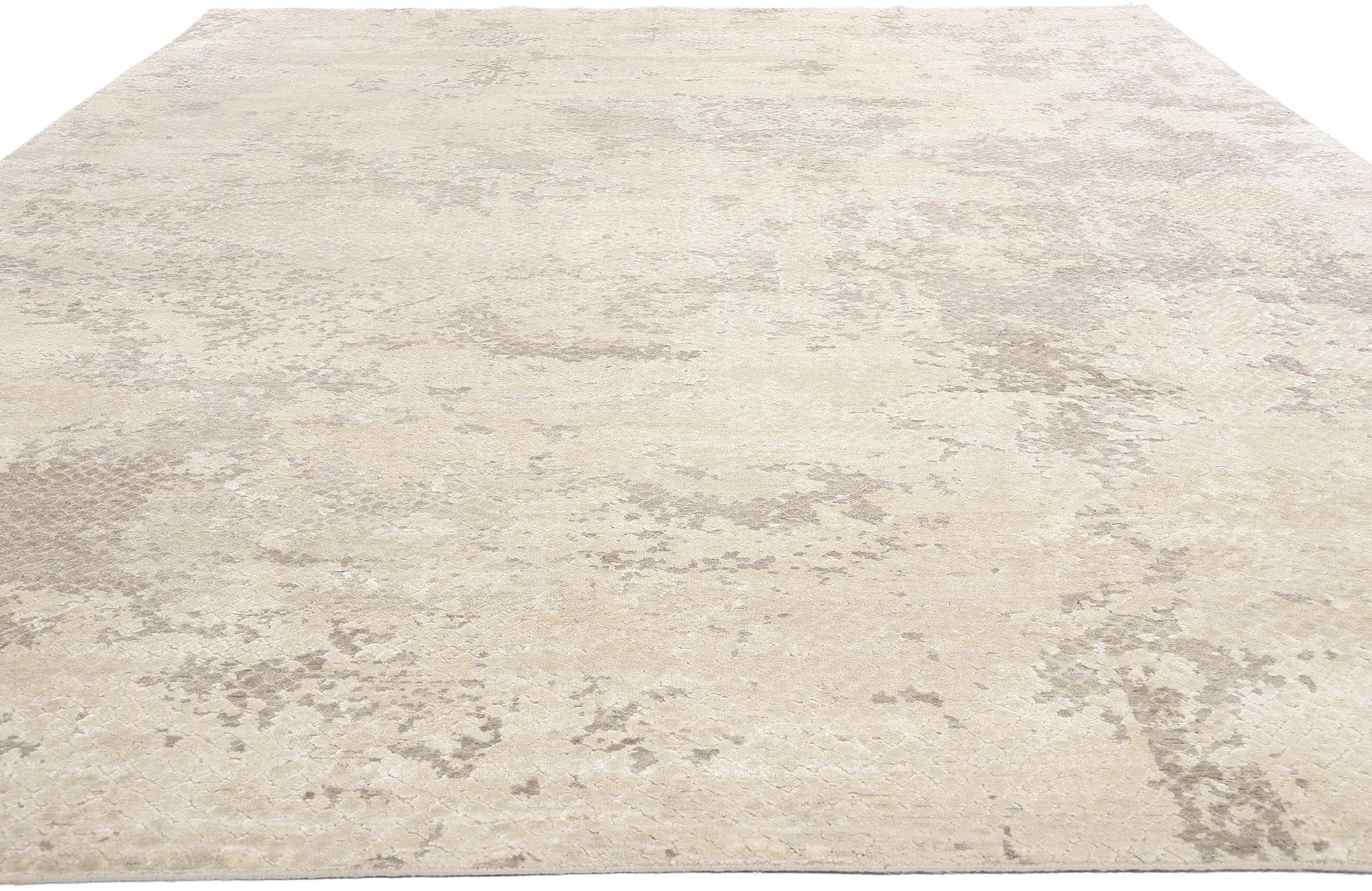 Organique New Earth-Tone Contemporary Organic Modern Biophilic Wool & Silk Area Rug (tapis de sol en laine et soie) en vente