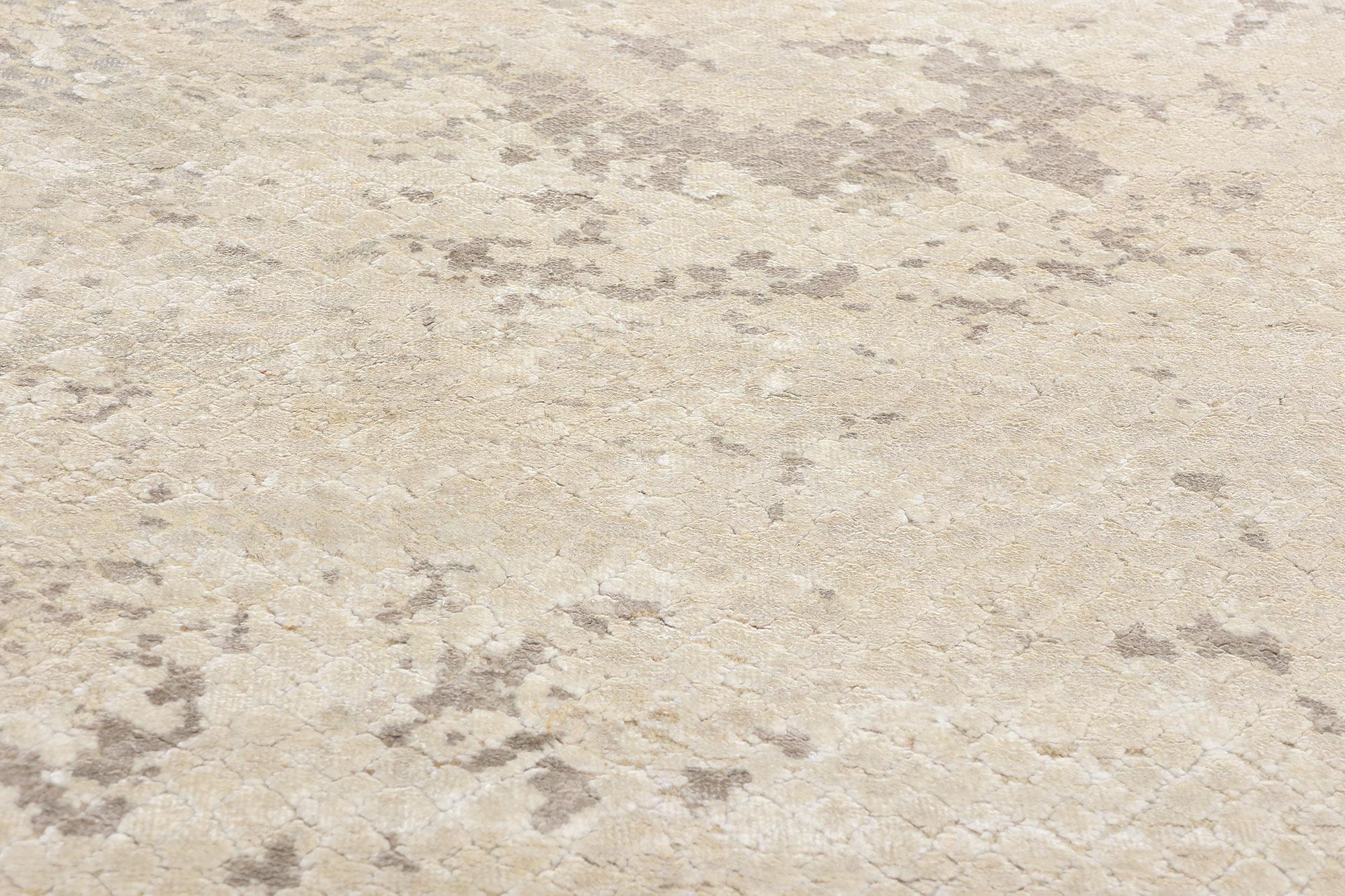 Noué à la main New Earth-Tone Contemporary Organic Modern Biophilic Wool & Silk Area Rug (tapis de sol en laine et soie) en vente