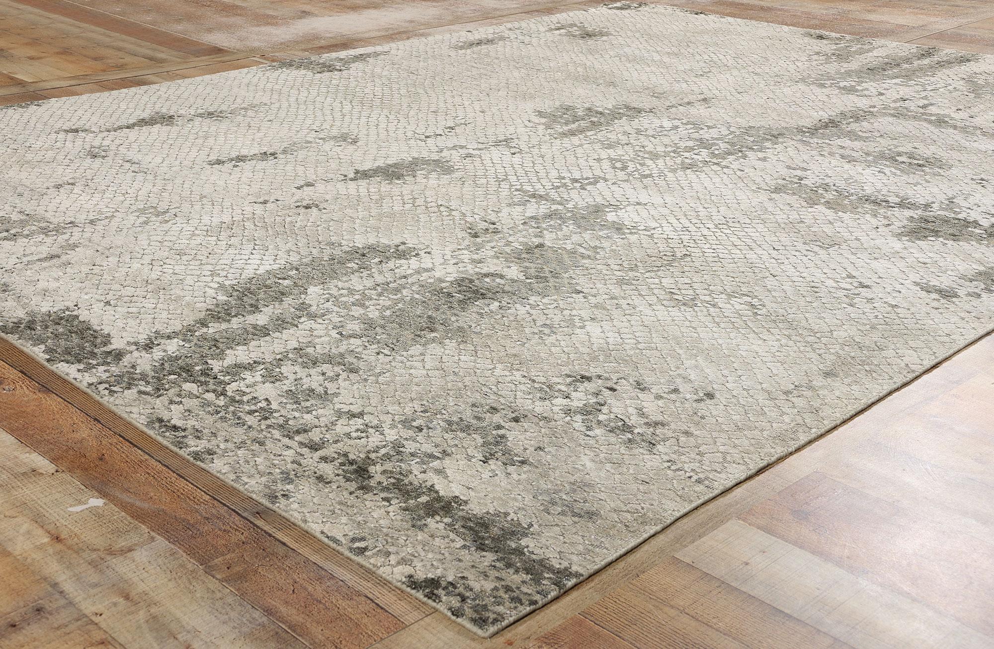 New Earth-Tone Contemporary Organic Modern Biophilic Wool & Silk Area Rug For Sale 2