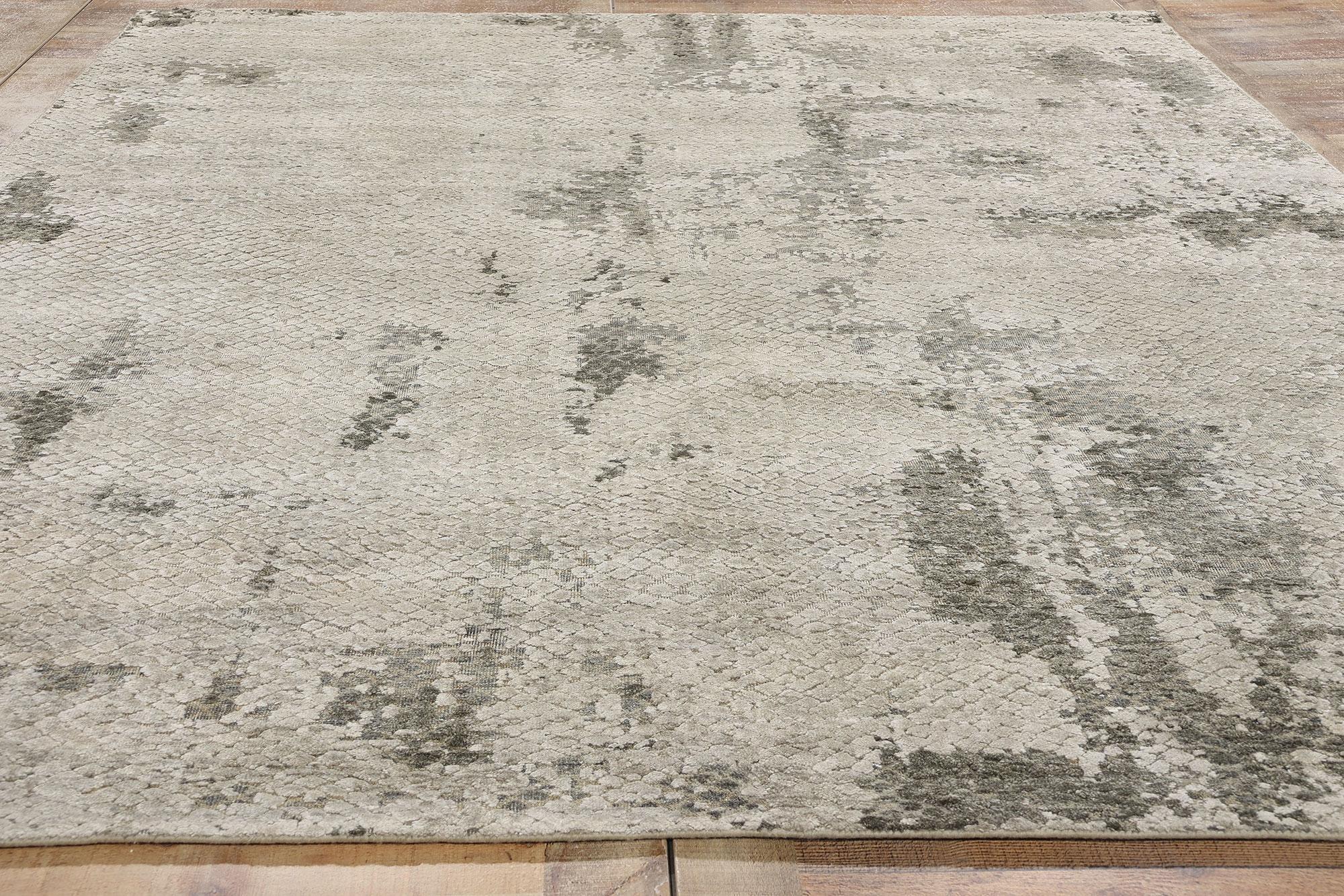 New Earth-Tone Contemporary Organic Modern Biophilic Wool & Silk Area Rug For Sale 3