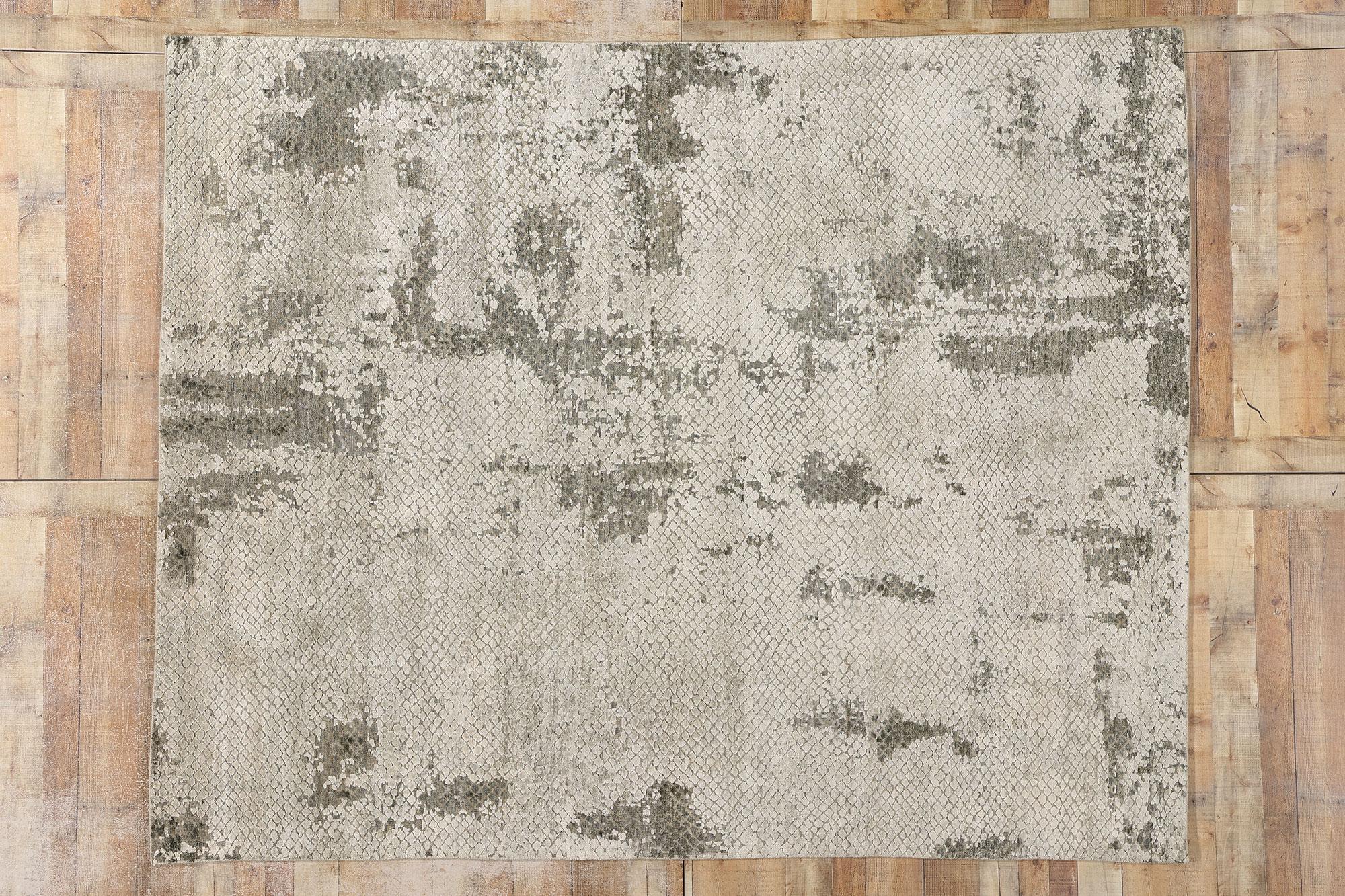 New Earth-Tone Contemporary Organic Modern Biophilic Wool & Silk Area Rug For Sale 4
