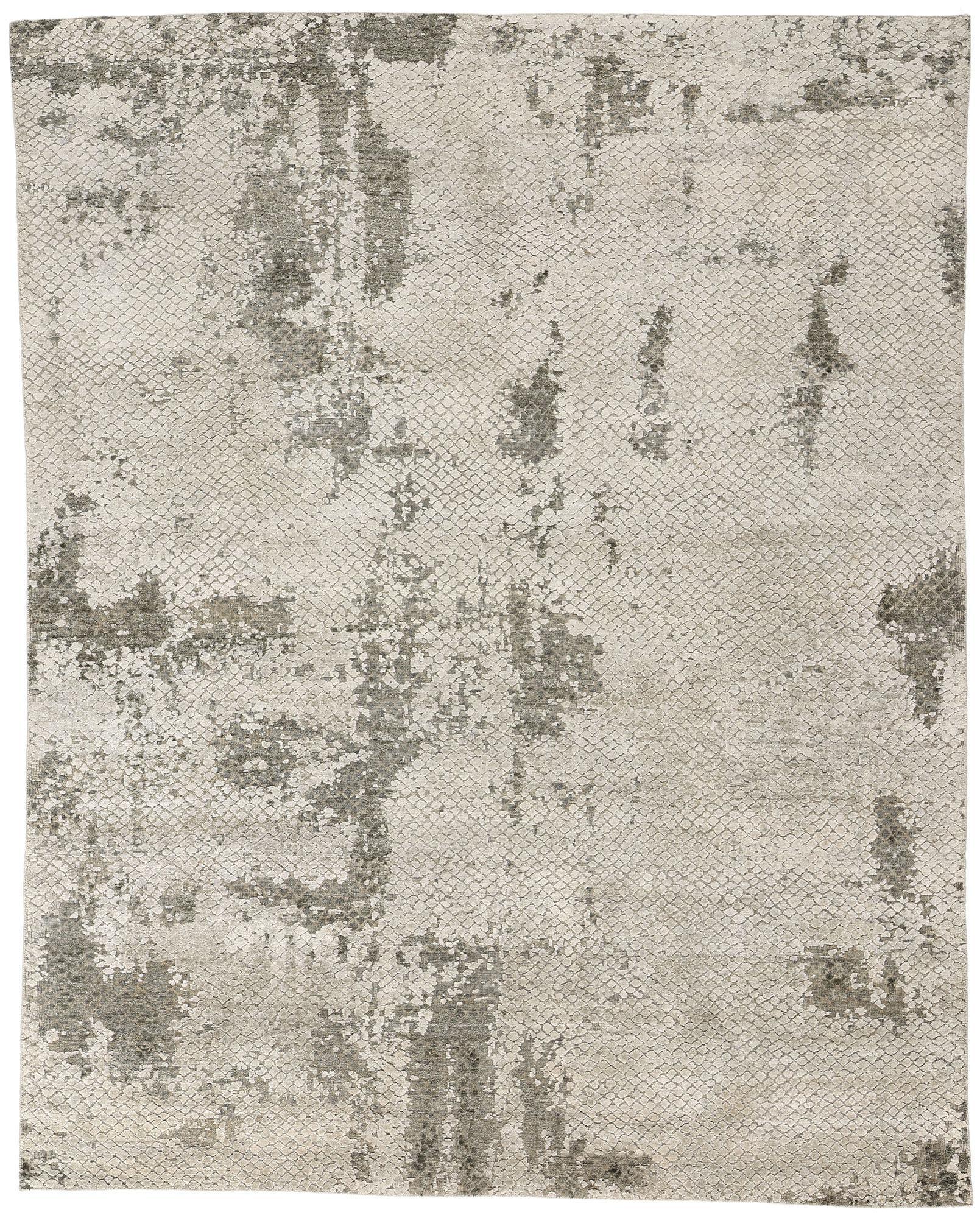 Alfombra de lana y seda biofílica, contemporánea, orgánica y moderna, en tonos tierra